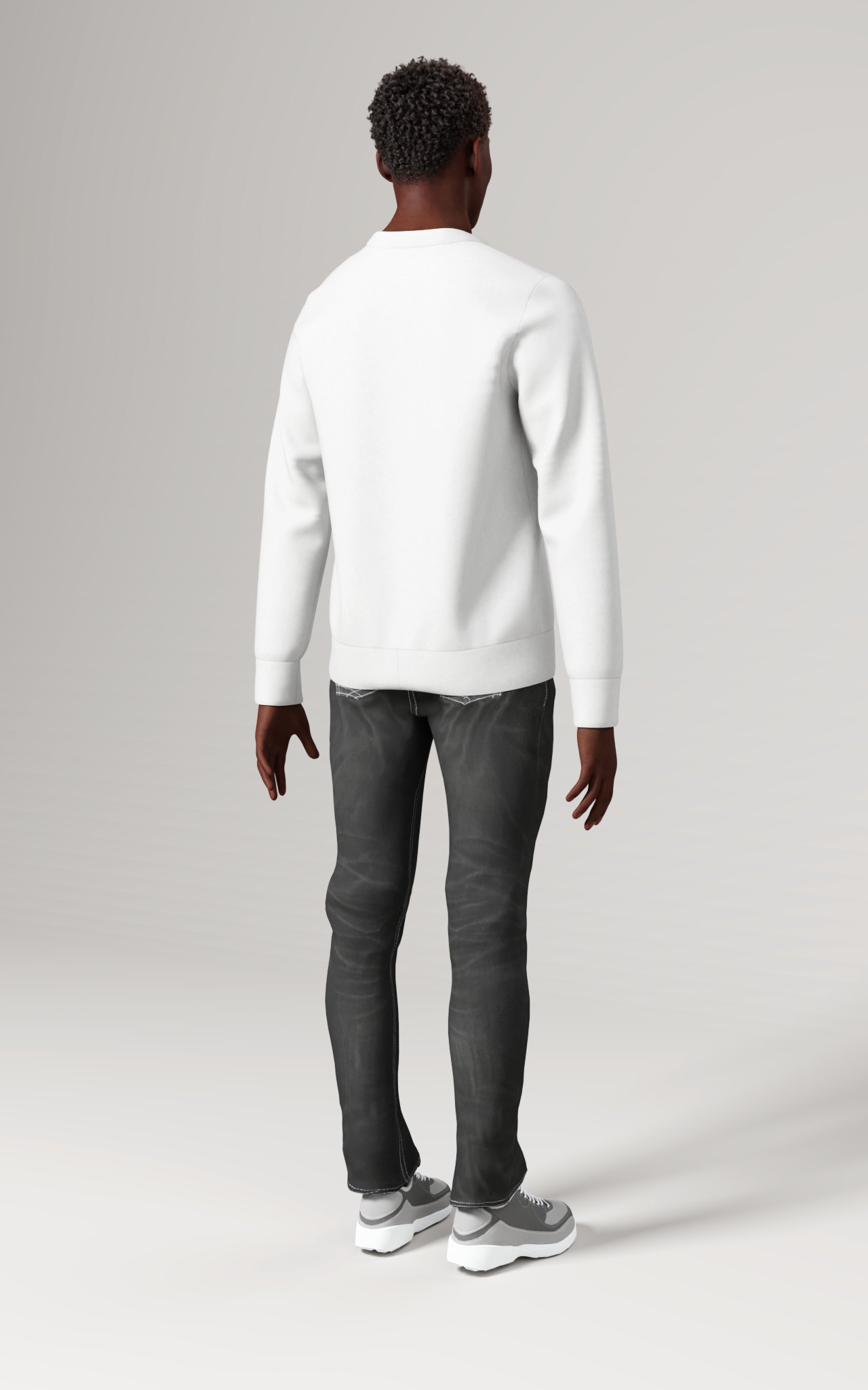 Men's Crewneck Long Sleeve Sweatshirt (AOP), size S, Back view on a person
