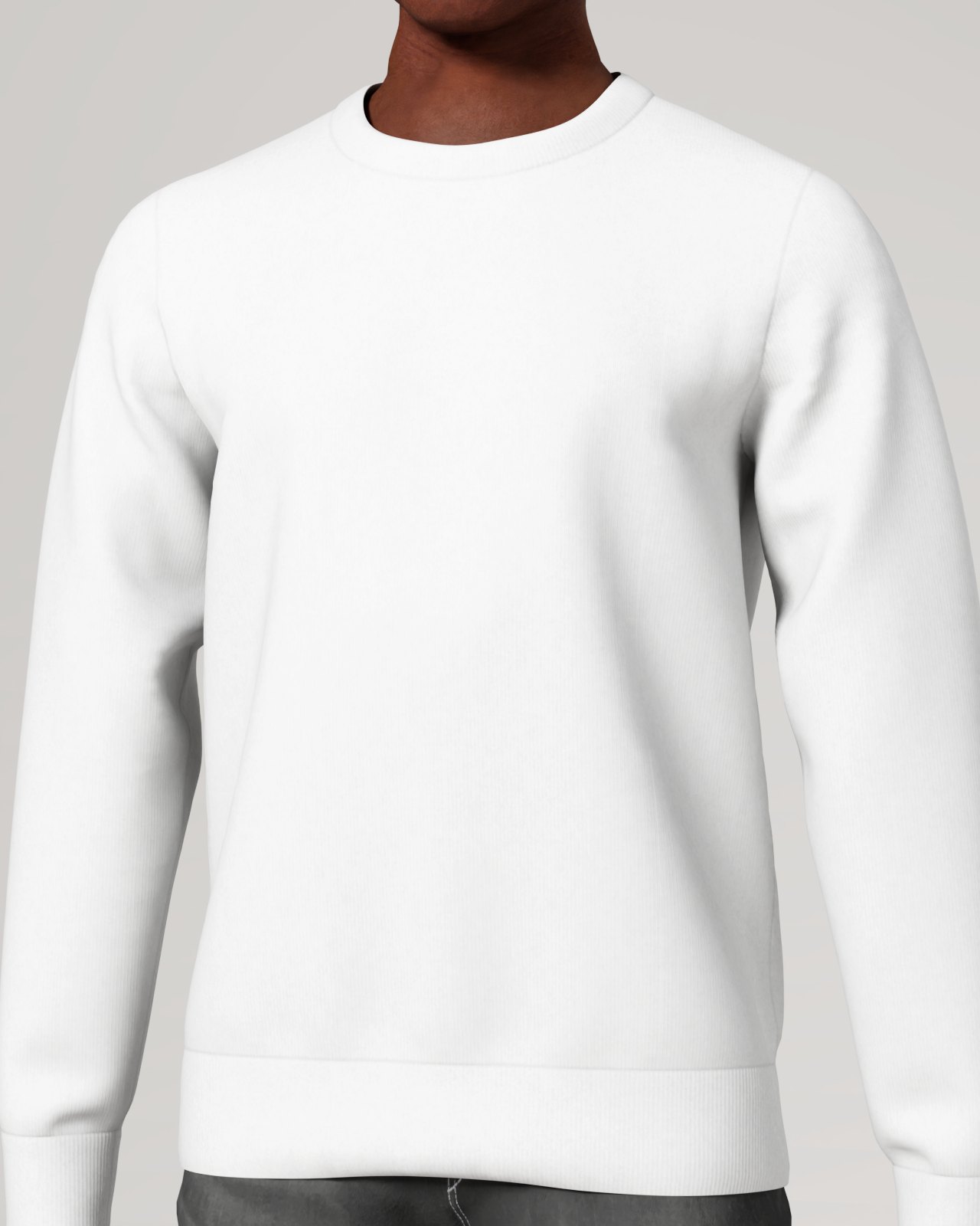 Men's Crewneck Long Sleeve Sweatshirt (AOP), size S, Close view on a person