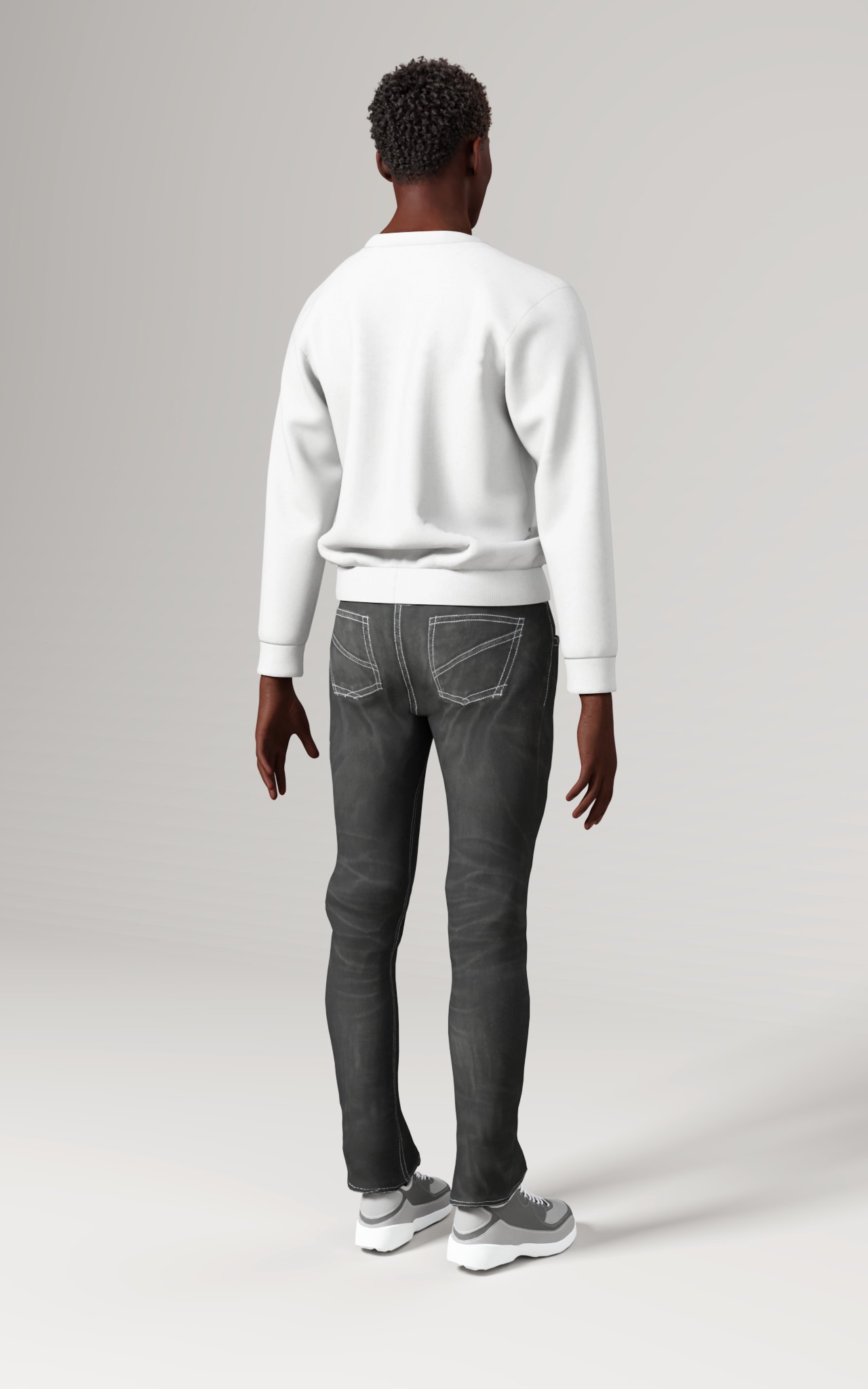 Men's Crewneck Sweatshirt (AOP), size S, Back view on a person