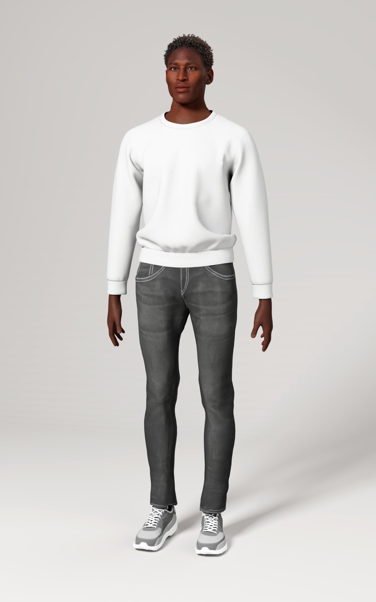 Men's Crewneck Sweatshirt (AOP), size S, Front view on a person