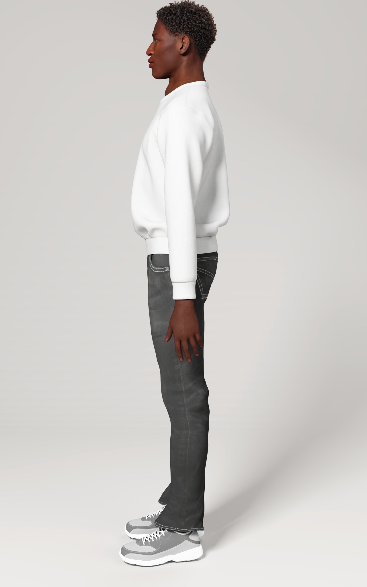 Men's Crewneck Sweatshirt (AOP), size S, Side view on a person