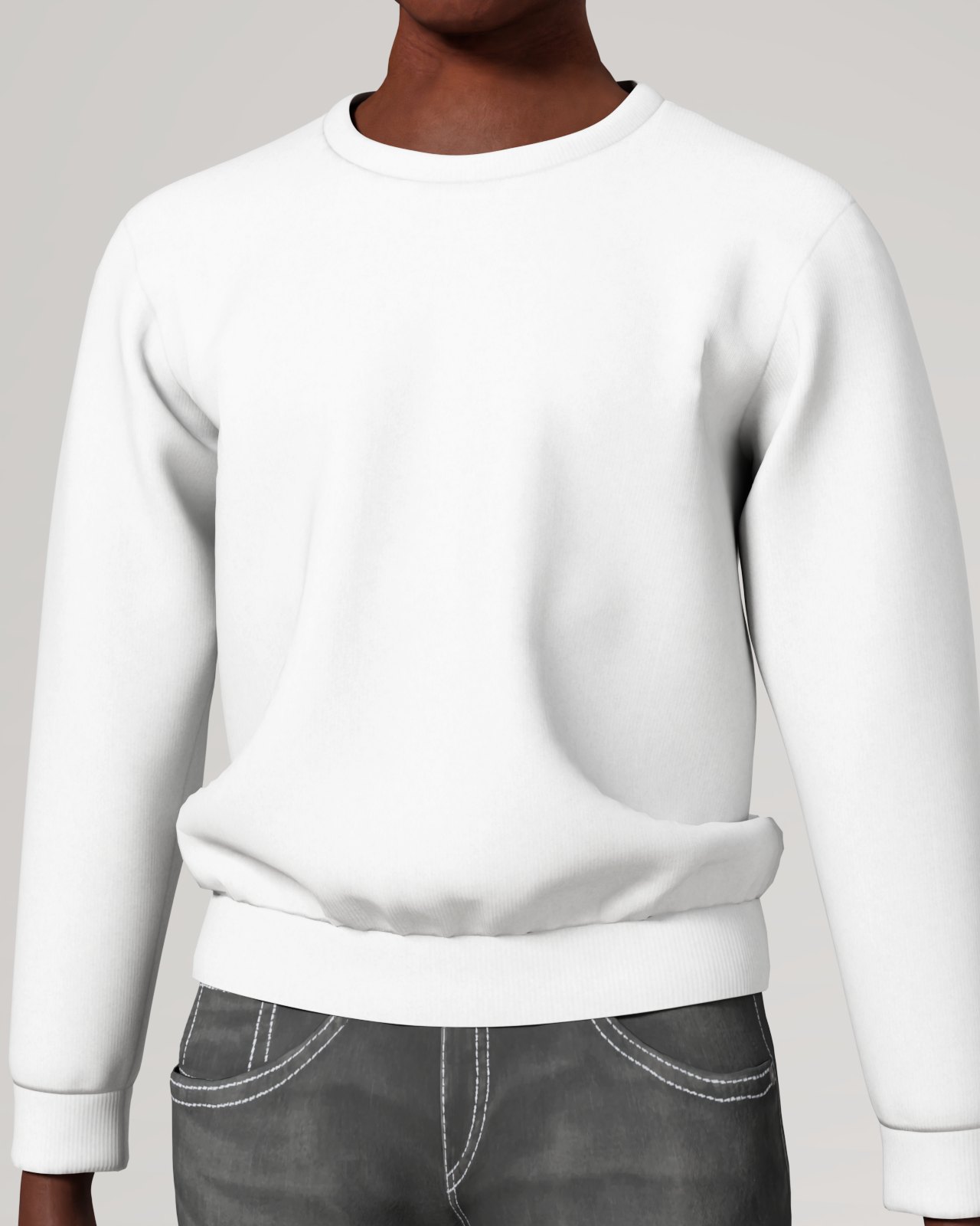 Men's Crewneck Sweatshirt (AOP), size S, Close view on a person