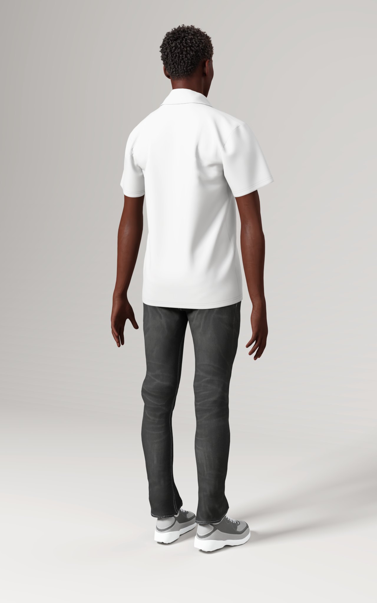 Unisex Polo Shirt (AOP), size S, Back view on a person