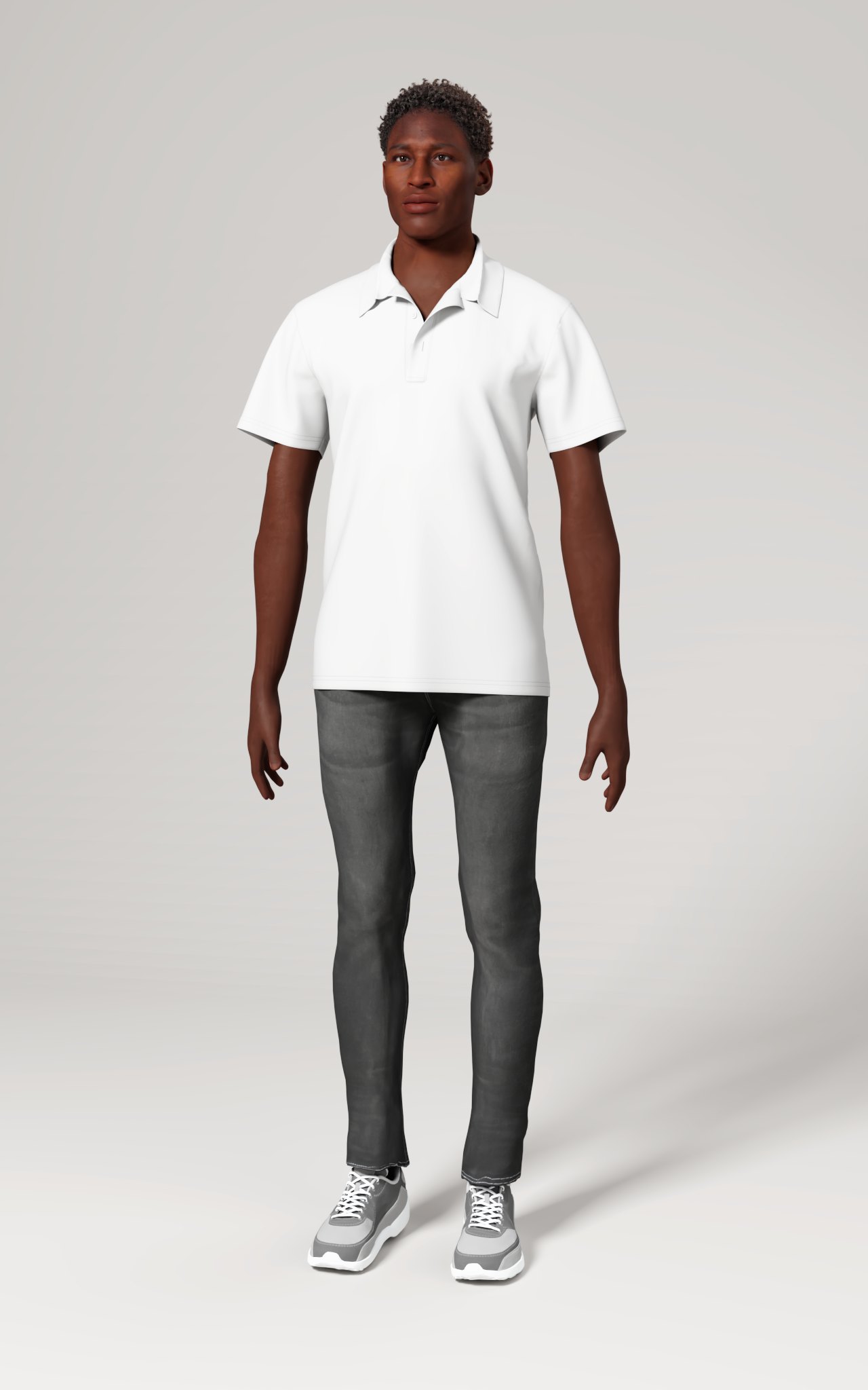 Unisex Polo Shirt (AOP), size S, Front view on a person