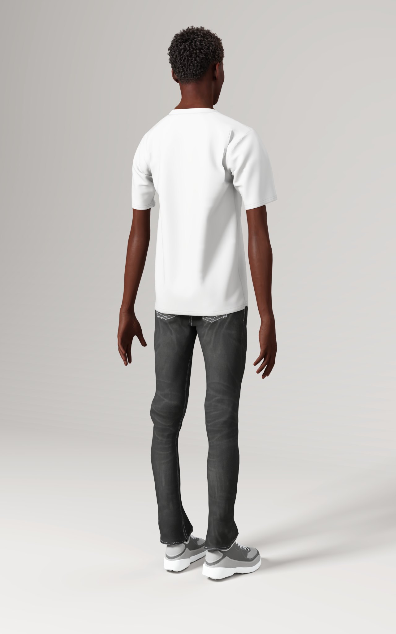 Men's Loose T-shirt (AOP), size XS, Back view on a person
