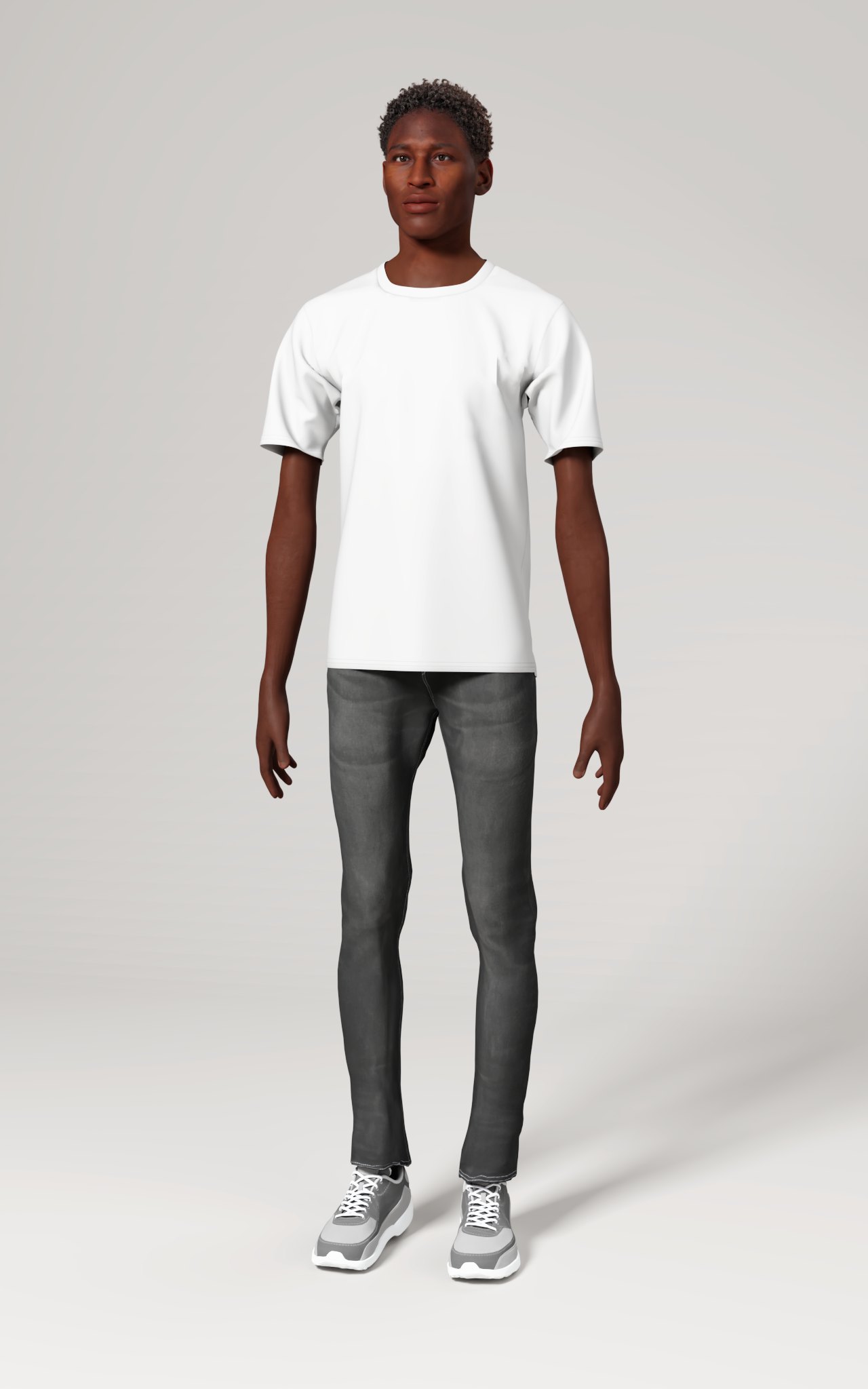 Men's Loose T-shirt (AOP), size XS, Front view on a person