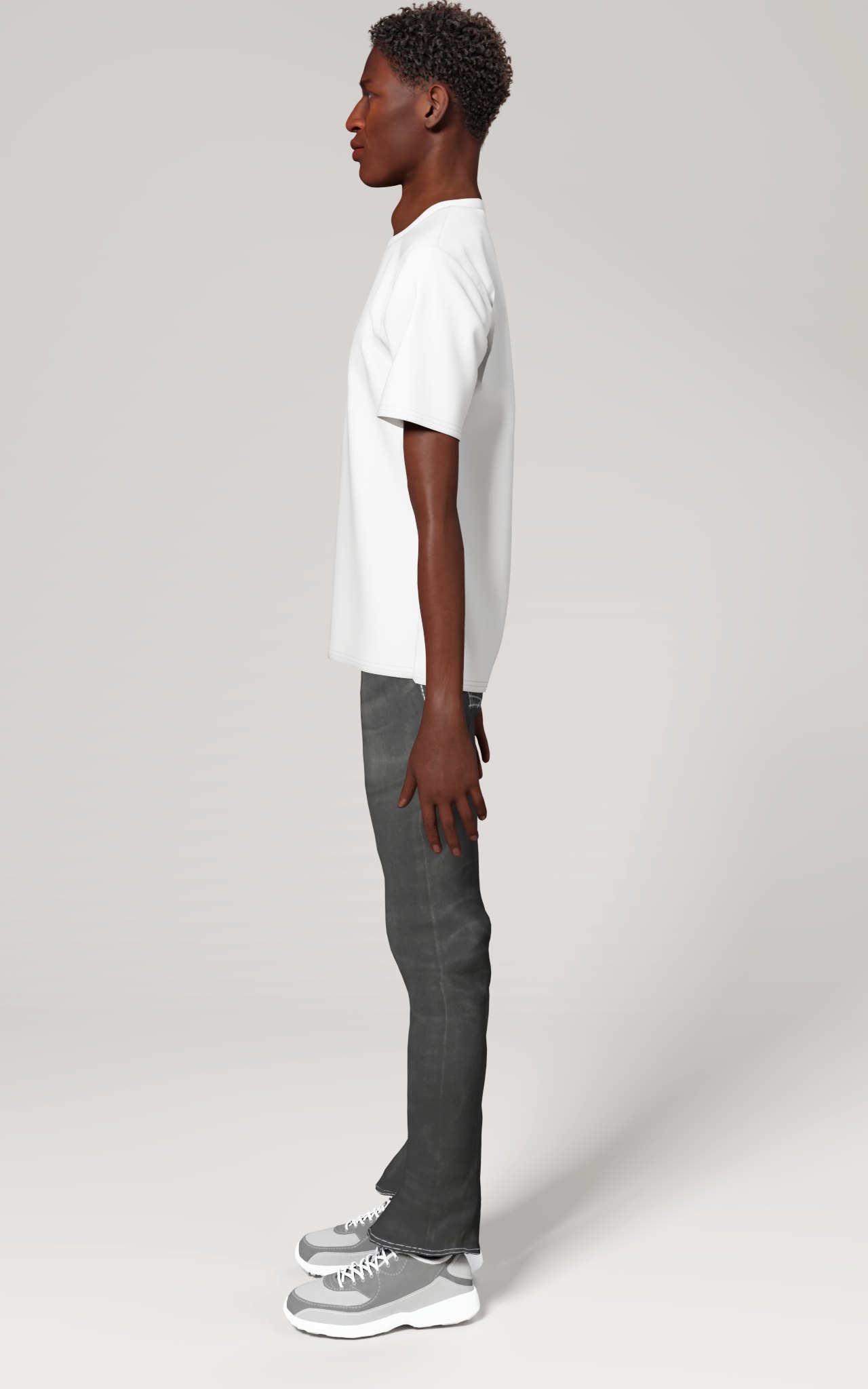 Men's Loose T-shirt (AOP), size XS, Side view on a person