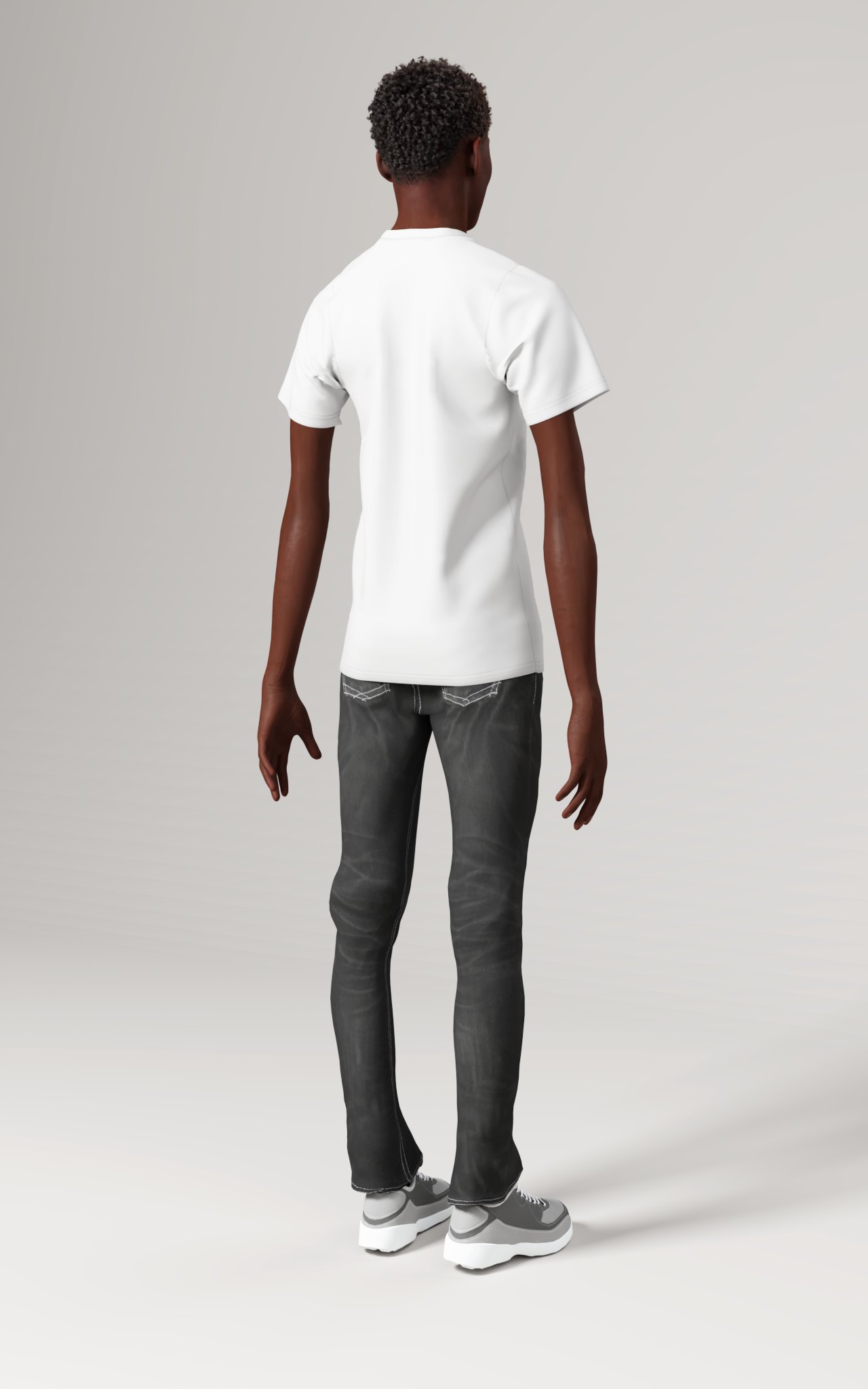 Men's Polyester Tee (AOP), size XS, Back view on a person