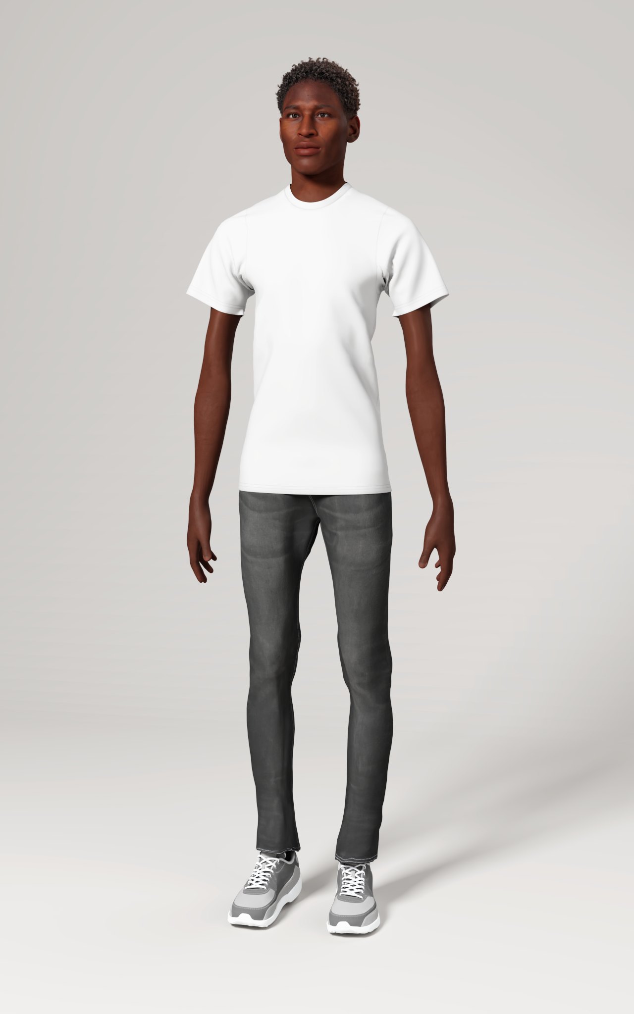 Men's Polyester Tee (AOP), size XS, Front view on a person