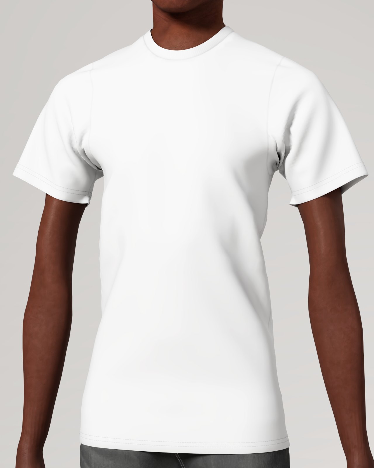 Men's Polyester Tee (AOP), size XS, Close view on a person